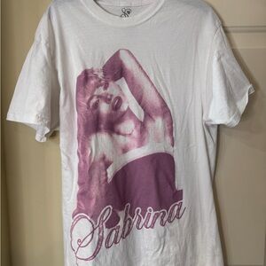 Sabrina Carpenter White T-Shirt with Heart Logo nwot